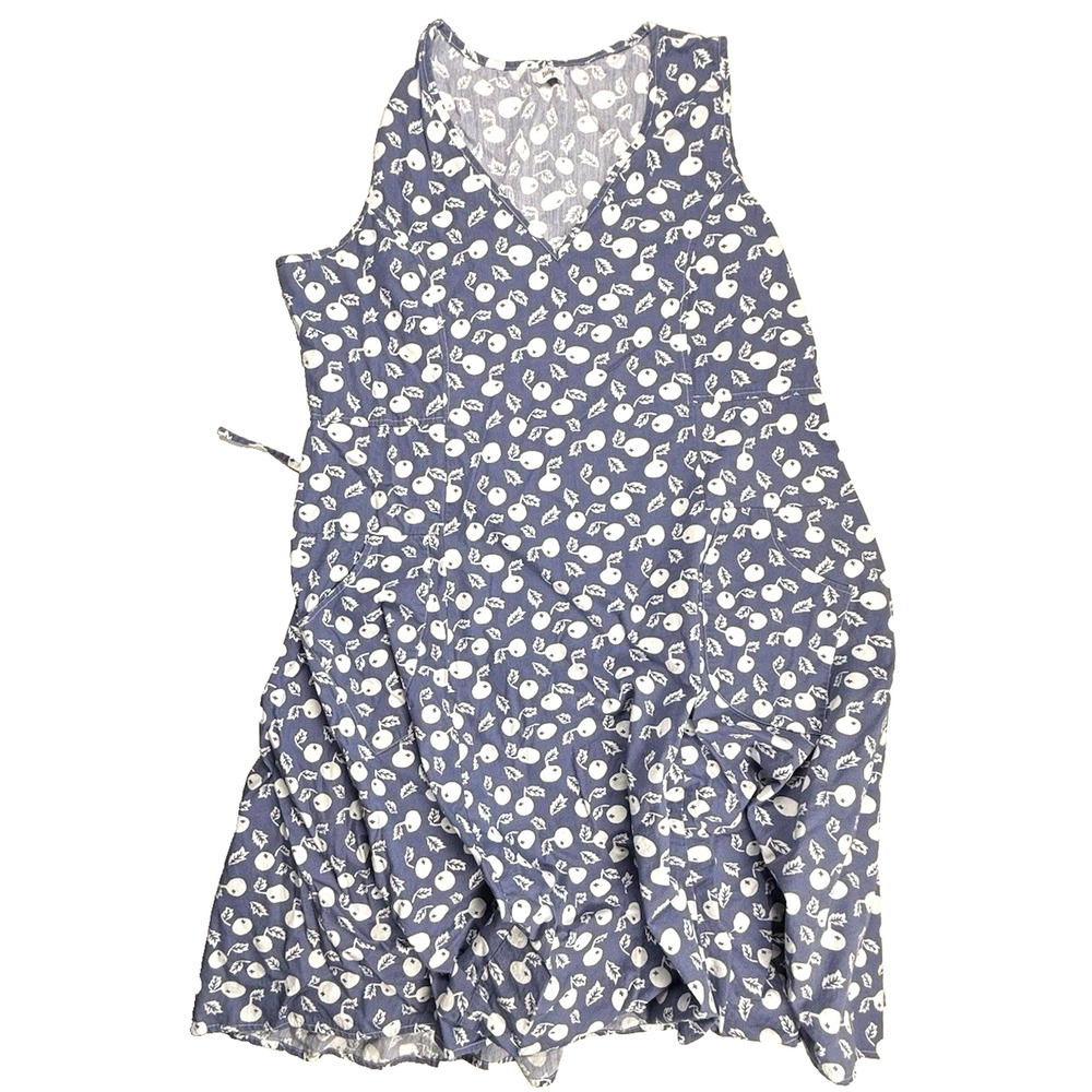 Tulip Dress Anthropologie Medium blue fruit midi Cottagecore Romantic